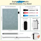 AGM Portable White Board Dry Erase Notebook, 8.4" x 6" Double Sided Folding Whiteboards with 3 Pens, Small Travel Dry Erase Board Skin-Friendly Material for Study, Meeting, Planning, Ocean Blue