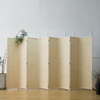 Furnnylane 8 Panel Room Divider and Folding Panel Screen,Bamboo Panel Divider Screen for Room Separation,Beige,67" H x 122.8" W