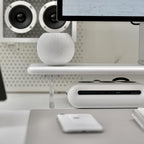 ROCDEER Bamboo Monitor Stand Riser with Acrylic Legs for Desk, 31.5 Inches Desktop Shelf Supports for PC Computer Monitor, Laptops, Printer, Speakers (White)