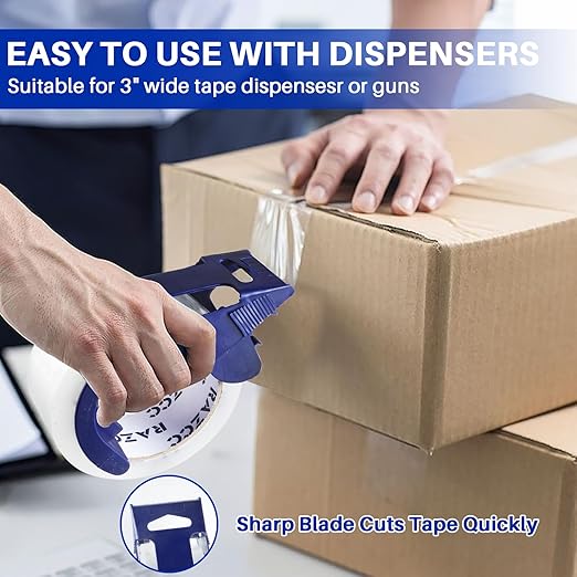 RAZCC Clear Packing Tape, 36 Rolls Heavy Duty Packaging Tape with Dispensers for Packing Shipping Moving and Sealing, Thicker Packing Tape-2" x 65 Yards Per Roll, 2340 Total Yards