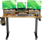 Claiks Standing Desk with Drawers, Stand Up Electric Standing Desk Adjustable Height with Storage Shelf and Splice Board, 48 Inch, Rustic Brown