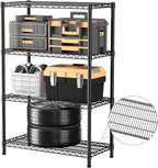 SINGAYE 4 Shelves Wire Storage Shelf 1400LBS Heavy Duty Storage Shelving Unit Metal Organizer Wire Rack Shelving 18" Dx36 Wx59 H Black