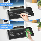 2 Pack Desktop Glass Whiteboard with Storage, Desk Board with Computer Keyboard Stand, White Dry Erase Board with Drawers for Home, School, Office Desk Organizers and Accessories - Black