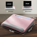 HUANUO Lap Laptop Desk - Portable Lap Desk with Pillow Cushion, Fits up to 15.6 inch Laptop, with Anti-Slip Strip & Storage Function for Home Office Students Use as Computer Laptop Stand - Pink