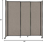 Versare Straightwall Sliding Portable Wall Partition | Freestanding Office Dividers | Locking Wheels | Temporary Room Separator | 7'2" Wide x 7'6" Tall Warm Pebble Fabric Panels
