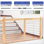 100 Pack Cable Railing Protector Sleeves for 1/8” Deck Railing System, Black Cable Railing Kit Hardware for Wood Post, T316 Stainless Steel Marine Grade DB58