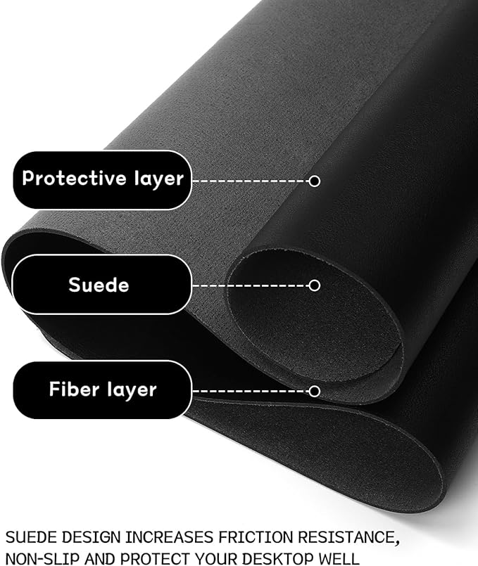 YSAGi Non-Slip Leather Desk Pad, Waterproof Laptop Computer Desk Keyboard Mat, Table Protector Blotter Mat, Large Mouse Pad for Office/Work/Home/Decor(Black, 31.5" x 15.7")