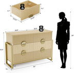 LGHM Fluted Dresser for Bedroom with 6 Drawers, 6 Drawer Dresser, 50" W Chest of Drawers Closet Organizers & Storage Clothes -Solid Semicylinder Fluted Drawers, Bold Reinforcement Metal Frame, Oak