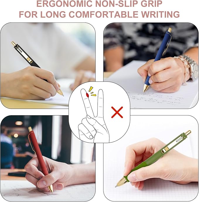 Linbsunne Ballpoint Pens Black Medium Point 1mm Pen with Super Soft Grip Ball Point Pen for Men Women Retractable Pens (Vintage-18 pcs)