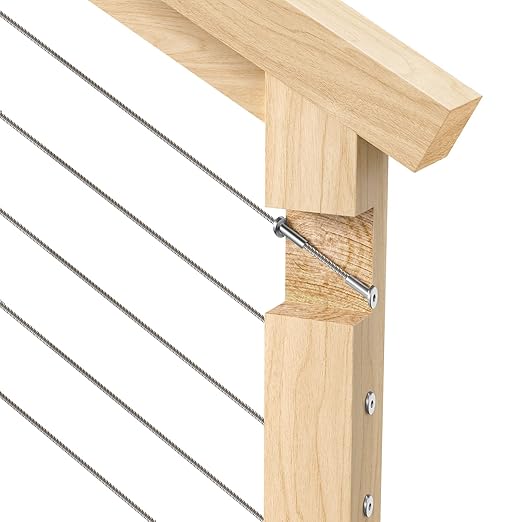BLIKA 40 Pack 45 Degree 1/8" Angle Beveled Protector Sleeves, 45 Degree Wood Post Protector for 1/8" Stair Cable Railing, T316 Stainless Steel 45 Degree Protector Sleeves Cable Railing