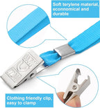 100 Pcs Lanyards for ID Badges and 100 Pcs Clear Name Tag Holders Reusable Lanyard with Clip Plastic ID Card Badge Holder Name Badges for Adults Kids Business School Office Supplies (Light Blue)