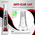 B7000 Rhinestone Glue Clear 15 PCS 15ml – Strong Transparent No Trace Jewelry Glue Kit with Precision Tip, Quick Dry Multi-Purpose Adhesive for Making Nail Makeup Fabric Shoes Craft Phone Repair