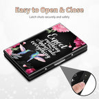 BWEGRHE Slim Credit Card Holder, Humingbird Flower RFID Blocking Metal Wallet for Men & Women, Aluminum Minimalist Hard Case Pocket-Sized Business Cards Organizer (Fits Up to 10 Cards)