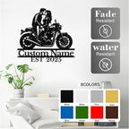 Custom Motorcycle Couple Metal Signs Personalized Biker Couple Name Sign Custom Garage Decor Motorbikes Wall Art Decor Motorcycle Sign Wedding Valentine's Day Gift for Couples