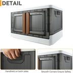 AssHMKIT Storage Bins, Plastic Cabinet, 8.4 Gallon Capacity (32L Per One), 4 Pack, Stackable Collapsible Drawer, with Door and Buckle, Organizer for Home and Office, Transparent