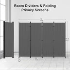 Kecreque Privacy Screen Room Divider as Dressing Screen 4 Panel Wall Room Divider with 3 Wider Feet Portable Wall 6FT Partition Wall for Office Dining Room Children's Separate Rooms,Grey