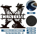 Personalized Custom Letter Name metal Signs,Custom Black Letter Monogram Wall Art Decor,Metal Signs Plaques Outdoor wall Decorative Signage (X)
