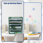 EASEPRES Desk File Organizer Mesh 6-Tier, Hanging Wall Mount Document Organization Stand, Desktop Vertical Mail Paper Folder Holder Rack with Bottom Tray for Office Home Cubicle Countertop, Dark Green