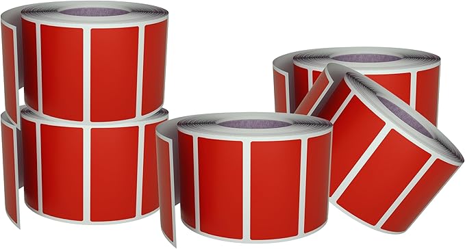 Small Color-Coding Sticker Roll 1.57" x 0.75", 5 Rolls- 2500-Pack, Rectangular Organizing Labels 40mmx19mm (Red) by Royal Green