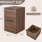 FATIGOS 2 Drawer File Cabinets, Wood File Cabinet with Hanging Bar for Letter Size, Under Desk Drawer, Small File Cabinets for Home Office, Dark Walnut