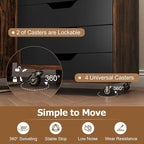 Giantex 7-Drawer Storage Cabinet, Mobile File Organizer with 4 Universal Casters, Wooden Vertical Filing Cabinet on Lockable Wheels for Office, Study, Living Room (19.5” x 16” x 34.5”,Brown+Black)