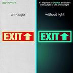 iSYFIX Exit Signs with Directional Up Arrow - 12 Pack 12x4 Inch Glow in the Dark for Business, School, Office, Warehouse - Durable 40 Mil Polystyrene, UV Laminated, Waterproof, Scratch & Fade Resistant