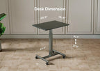 YDN Mobile Mobile Standing Desk, Adjustable Height Portable Laptop Desk with Lockable Wheels, 25.5" x 18.8" Rolling Desk with Hook for Computer Workstation, Black