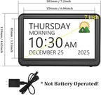 Clock with Day and Date for Elderly, 7" Large Display Digital Calendar Day Clock with 20 Custom Alarms and Medicine Reminders, 12 Display Modes, Dimmable Dementia Alzheimers Clocks for Seniors