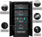 TaskStorz Storage Cabinet, 72 Inch Tall Metal Storage Cabinet with Doors and Shelves,Heavy Duty Metal Cabinet, Pantry Cabinets for Kitchen Storage, Garage Cabinet for Living, Dining Room