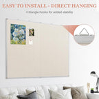 AMUSIGHT Double-Sided Large Cork Board with Linen, 48" x 36" Foldable Hanging Aluminum Framed Bulletin Board, Vision Board Pin Board Corkboards for Walls, Office, School Decor, 20 Pushpins