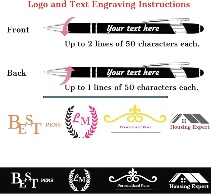 Personalized Pens with Name Logo or Message, Up to 1200 pcs Bulk Custom Metal Ballpoint Pen with Black Ink Customized Gift for Business, Graduation and Promotions (Dark Blue)