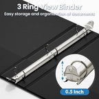 SUNEE 3 Ring Binders 1/2 Inch 12 Pack, Clear View Three Ring PVC-Free (Fit 8.5x11 Inches) for School or Office Supplies, Black