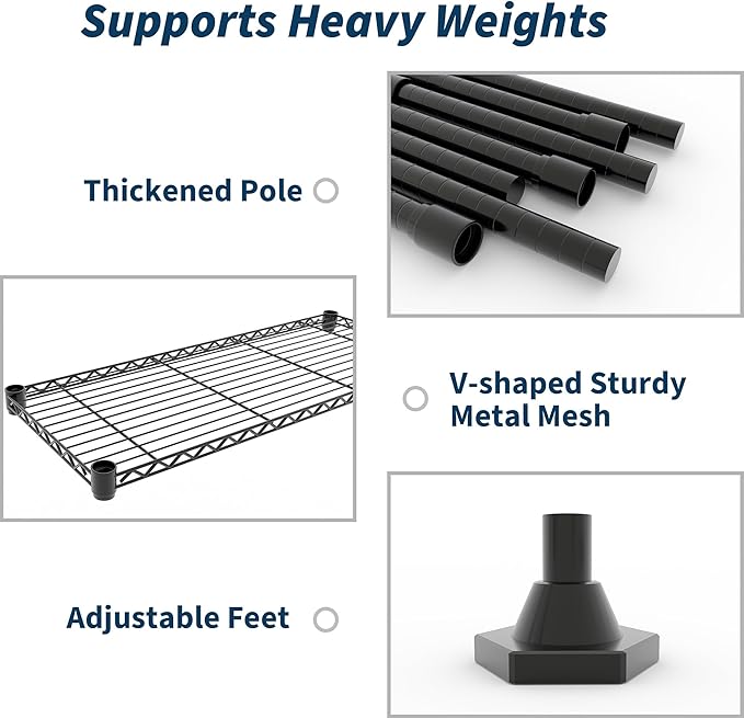 MilleLoom Metal Storage Shelves 4-Tiers, 60" H Wire Shelving Units Heavy Duty 265LBS Loads per Shelf, Adjustable Standing Wire Rack Shelf, for Home Office Pantry Room Basement,71" W x 15.7" D