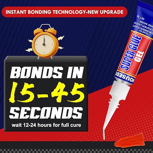 48 x 3g Super Glue Gel, Fast Strong Adhesive, Strong Cyanoacrylate (CA) Glue for Plastic, Metal, Ceramic, Leather, Wood, DIY Crafts and More – Quick Dry, Thick Formula, All-Purpose Instant Bond