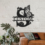 Personalized Custom Letter Name metal Signs,Custom Black Letter Monogram Wall Art Decor,Metal Signs Plaques Outdoor wall Decorative Signage (S)