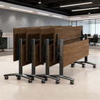 Conference Table Foldable Meeting Tables,Flip Top Mobile Training Table The folding conference table With Silent Wheels Is Convenient And Fast,Modern Mobile Meeting Tables (2pack 180*60*75)