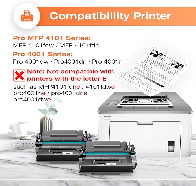 148A Toner Cartridge (with Chip) Replacement for HP 148a Toner Cartridge W1480a 148A Toner for HP Pro 4001dw 4001dn 4001n MFP 4101fdw 4101fdn Printer