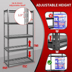 Shuntong The Atlas 30" W x 12" D x 60" H Adjustable Garage Storage Shelves Load 2500 lbs, 5 Tier Heavy Duty Shelving Unit, Metal Utility Storage Rack for Warehouse Pantry Basement Kitchen, Dark Grey