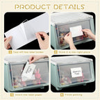 Jeyiour 100 Pcs Label Holders Adhesive Nameplate Pockets Storage Bin Labels Index Card Holder Shelf Plastic Peel Stick for Classroom Supermarket Bookshelf Library Student Box Drawer (3.6 x 5 Inch)