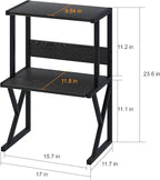 aboxoo Desktop Printer Stand with 3 Tier Wood Storage Shelves,Under Desk Printer Table,Multi-Purpose Home Office Desk Organizer for Fax Machine, Scanner (Black)
