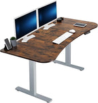 VIVO Electric 63 x 32 in Rustic Standing Desk, Memory Height Adjustment, 1B Series, Holds 220 lbs, Vintage Brown Top Gray Frame, DESK-KIT-1G1N