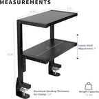 VIVO Clamp-on 13 inch Above or Below Desk 2-Tier Shelving Unit for Table Accessories, Gaming Devices, and More, Storage Tray, Desktop Organizer, Black, STAND-SHELF2C