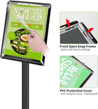 INNOVSIGN Heavy Duty Adjustable Pedestal Poster Sign Stand, 8.5x11 Aluminum Open Floor Standing Sign Holder for Vertical and Horizontal View Display (8.5x11,Black)