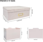 Sprsthai Linen Photo Storage Box – Holds 1700 Photos, 24 Adjustable Dividers & 72 Labels Multi-Use Organizer for Photos, Envelopes, Recipes Beige