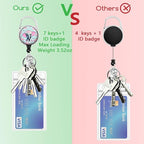 Giancomics Cute Flower Elephant ID Badge Holder with Lanyard, Lanyards for ID Badges with Badge Reel Retractable Heavy Duty, Lanyard with ID Holder Keychain Clip ID Card Holder Teacher Women Work