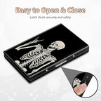 BWEGRHE Slim Credit Card Holder, Skull Skeleton RFID Blocking Metal Wallet for Men & Women, Aluminum Minimalist Hard Case Pocket-Sized Business Cards Organizer (Fits Up to 10 Cards)