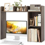 Tangkula Desktop Bookshelf, Countertop Storage Hutch with Shelves for Computer Desk, Desk 3-Tier Display Rack, Multipurpose Wood Desktop Hutch Storage Organizer for Dorm Office