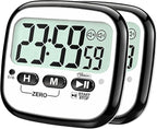 AyayaBoss 2-Pack Magnetic Kitchen Timers for Cooking, Digital Stop Watch Countdown Timer for Kids, Teachers, Classroom, Office, Exercise - Battery Included