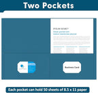 Two Pocket Folders, PANDRI 50 Pack 2 Pocket Folders, Letter Size Paper File Folder for School Office Home Business, DarkBlue