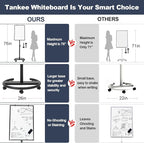Mobile Whiteboard, 36” x 24” Magnetic Portable White Board on Wheels, Height Adjustable Standing Dry Erase Board with Stand, Easel Style Rolling Whiteboard for Classroom, Office, Teacher, Home